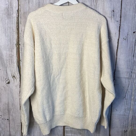 VINTAGE Victoria Dry Goods Sweater Cream Cable Knit Made in USA Size XL 276 - Picture 7 of 8